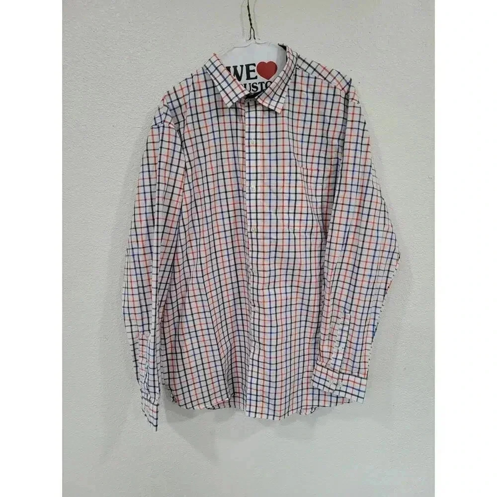 Van Heusens Originals Classic Fit Mens Button Up Plaid Shirt size XL #2